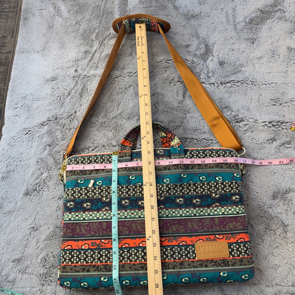 Kinmac Bohemian Laptop Bag Shoulder Strap Multi Color Floral Stripe 15.5 Inch - Picture 7 of 16